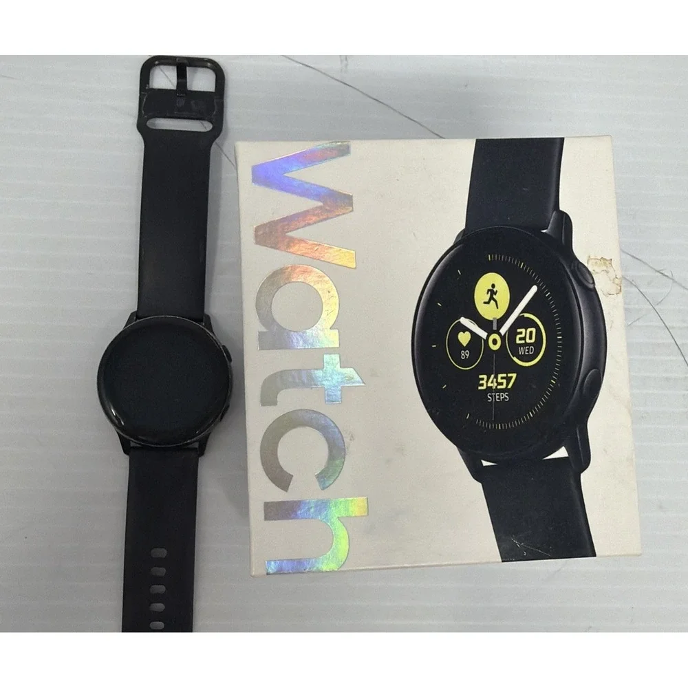 Samsung Galaxy Watch Active SM-R500 40mm Black Silicone Band GPS UNTESTED READ*